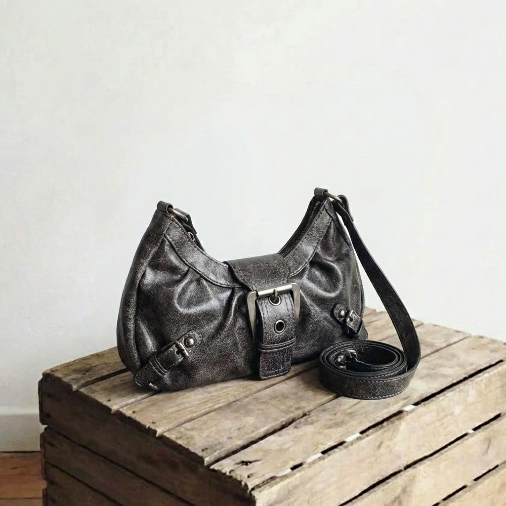 8247 distressed armpit motorcycle bag [black gray]
