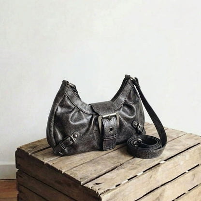 8247 distressed armpit motorcycle bag [black gray]