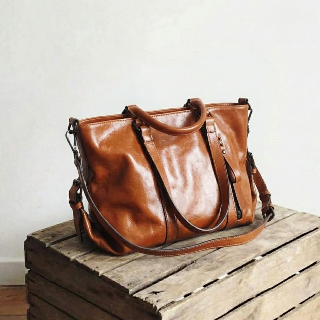 Brown Oil Wax Leather Looper Bag