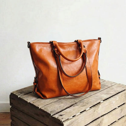 Orange Oil Wax Leather Biker Bag