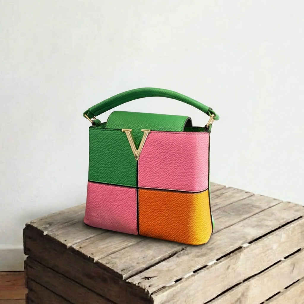 Pink with green-orange