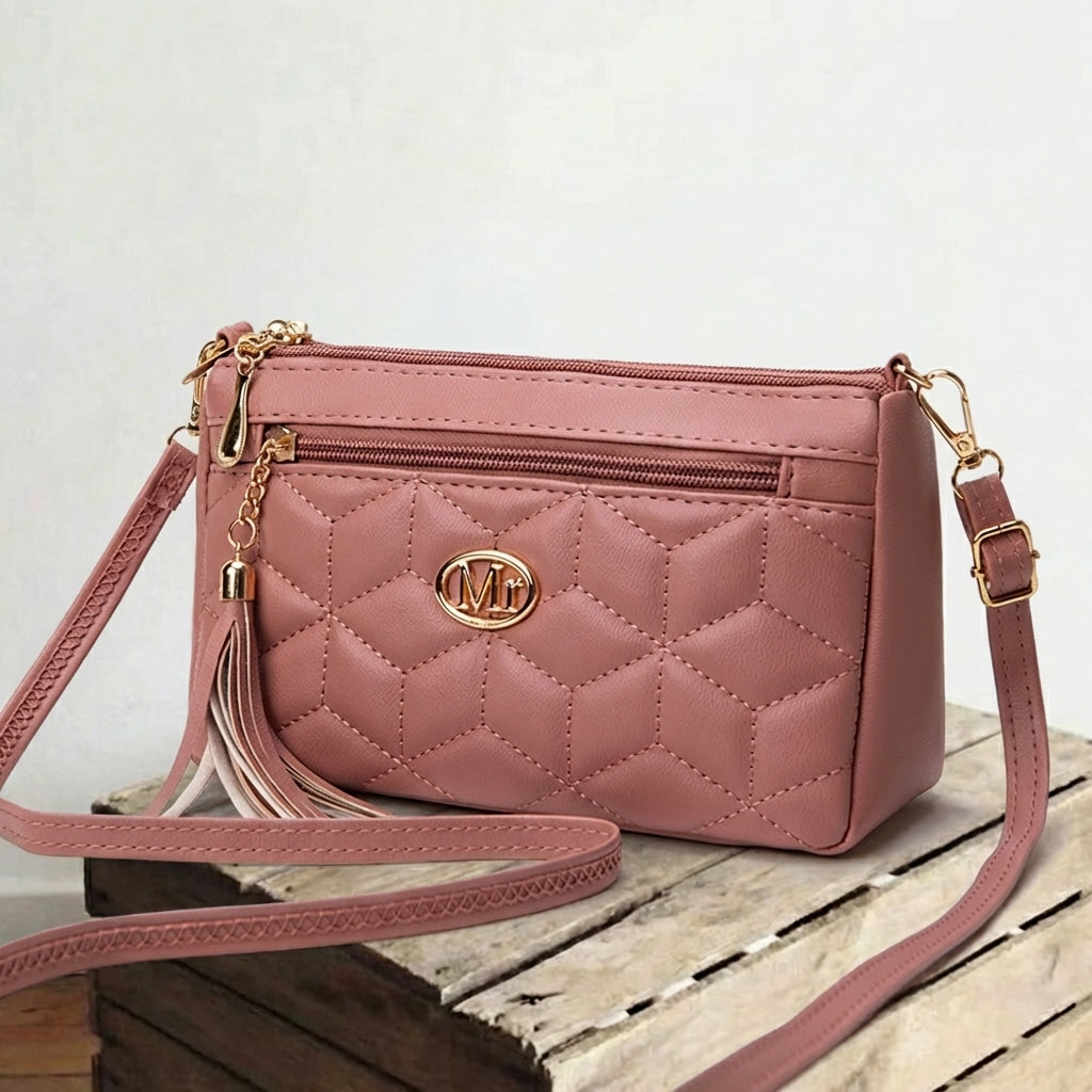 Soft Leather Plaid-Oak Red Tassel